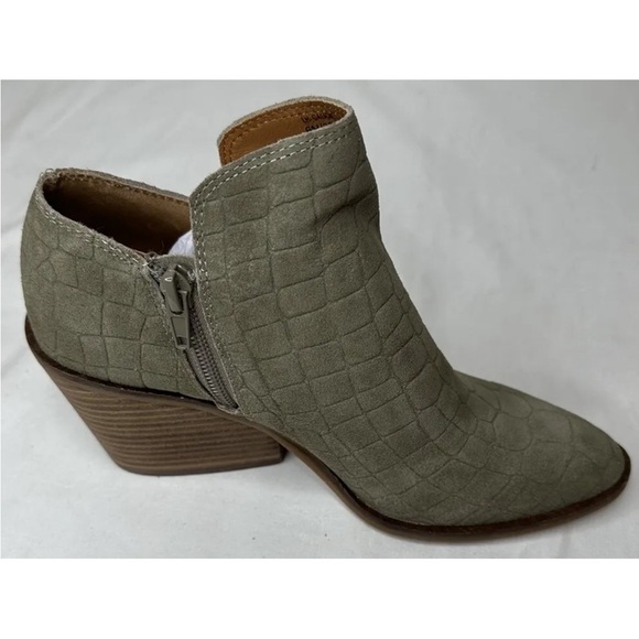 Lucky Brand Saucie Tan Croc Print Suede Ankle boots Women's Size 6m - Picture 2 of 8